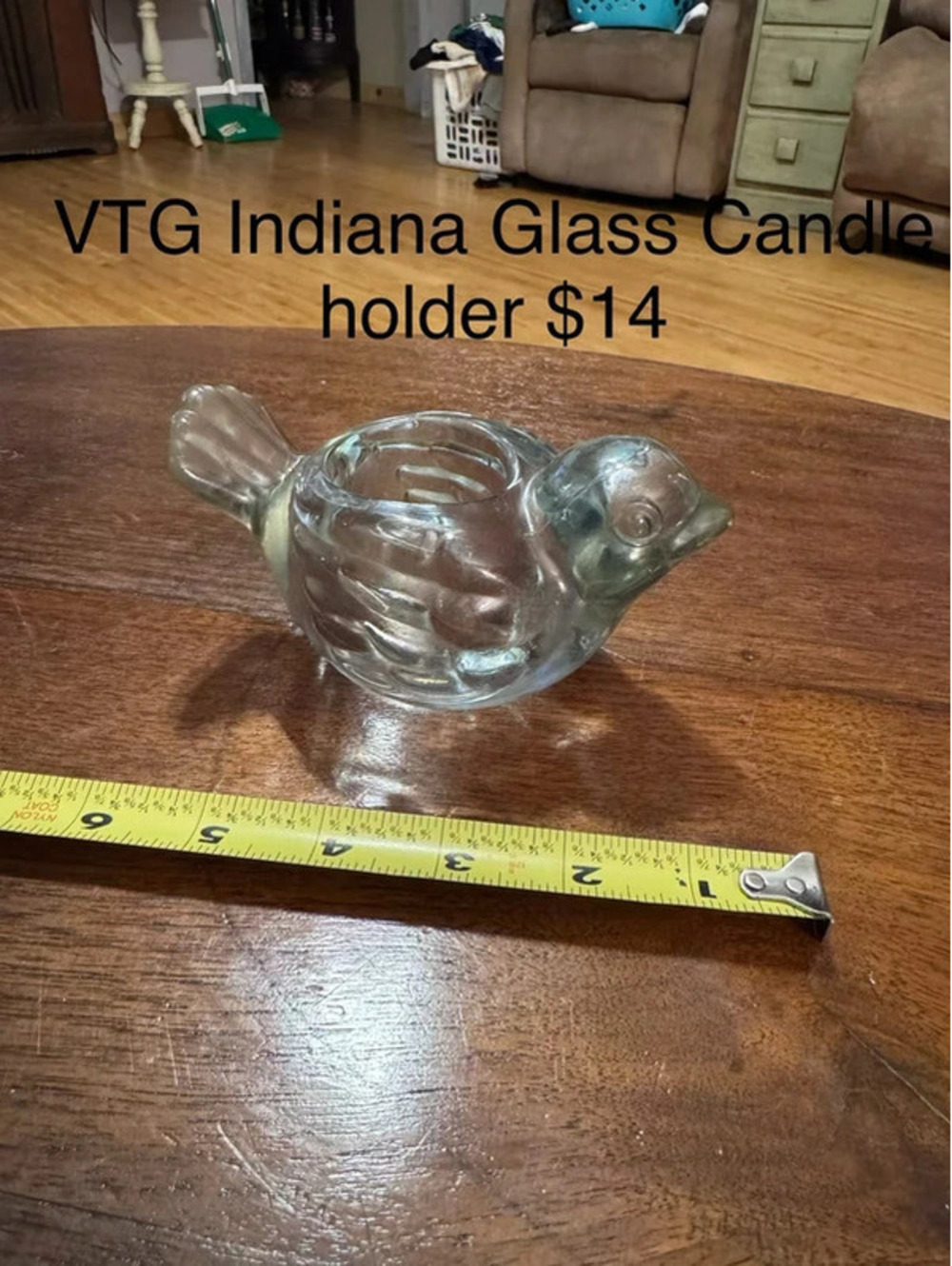 Vintage Indiana glass bird candle holder